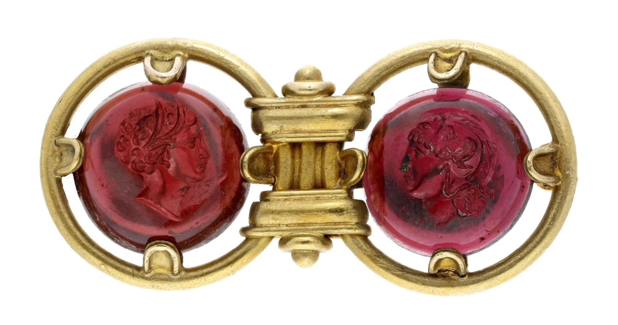 CASTELLANI WORKSHOP, GOLD BROOCH WITH GARNETS, ROME, SECOND HALF 19TH CENTURY