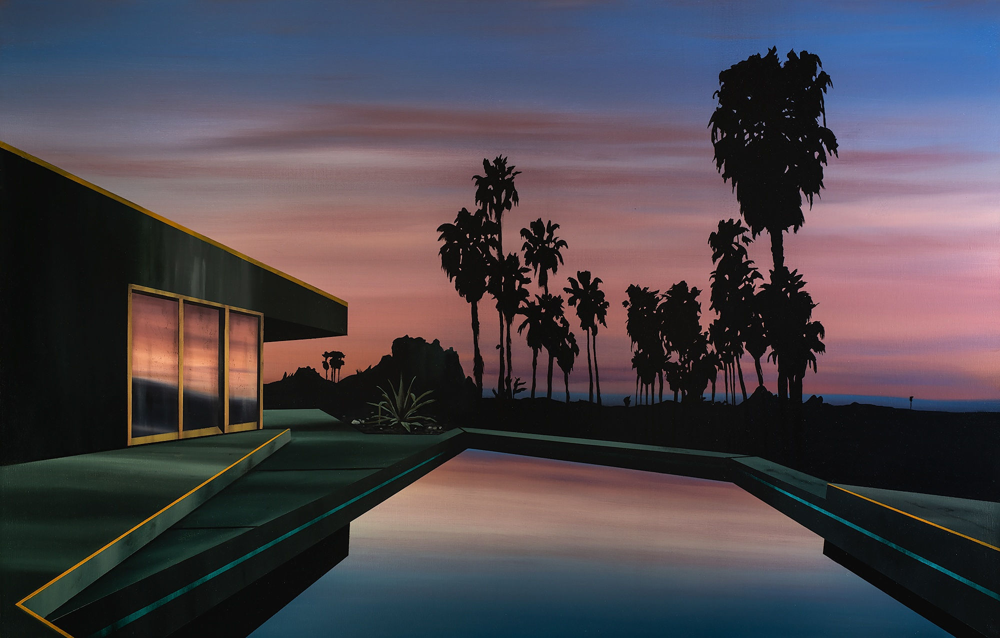 Laurence Jones, Black Palms at Dawn, 2019, acrylic on linen, 180 x 115 cm