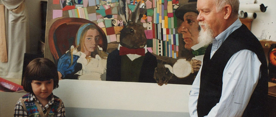 Rose Blake as a child with her father, Sir Peter Blake RA.