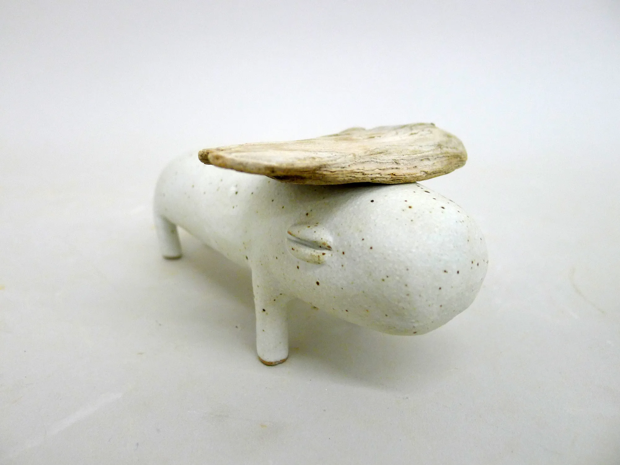 Godeleine de Rosamel # 1853, 2020-2022 Glazed Ceramic, Wood 8H x 15W x 10D Centimeters 3H x 6W x 4D Inches (GCP30675) SOLD