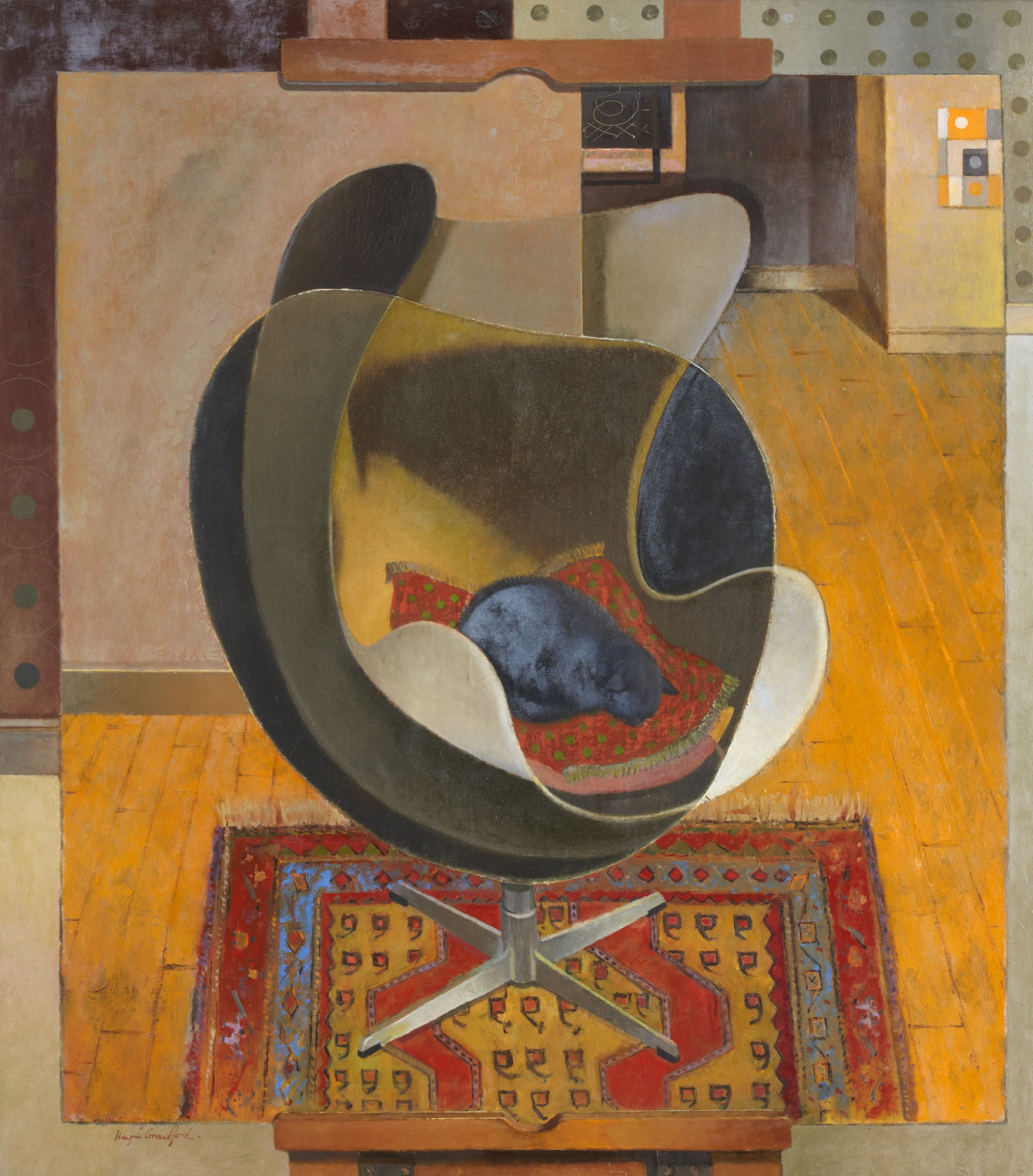 Hugh Adam Crawford RSA (1898-1982) Sleeping Cat Oil on canvas laid on board, around 1965, 122.8 x 107cm RSA Diploma Collection (Deposited, 1965) 2000.087