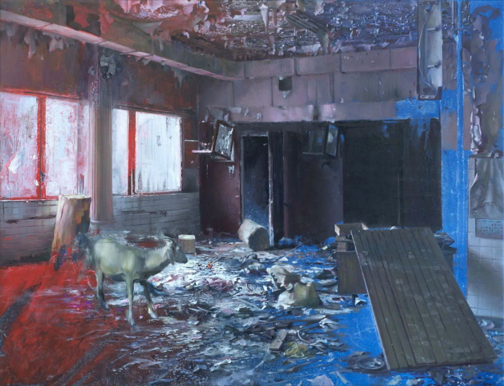 DIMITAR GENCHEV - SERVICE LIFT - OIL ON CANVAS - 88 X 115 CM