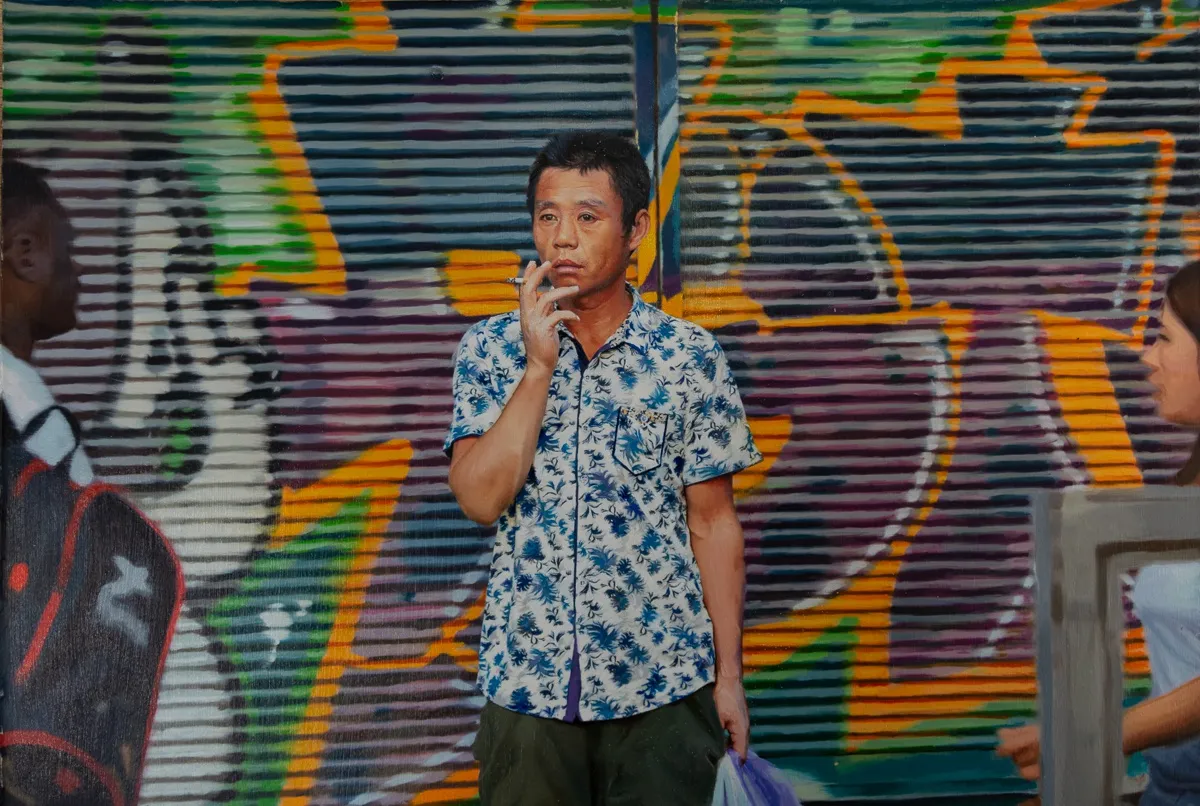 YIGAL OZERI - UNTITLED; TEL AVIV - 2020 - OIL ON PAPER MOUNTED ON WOOD - 30 X 45 CM