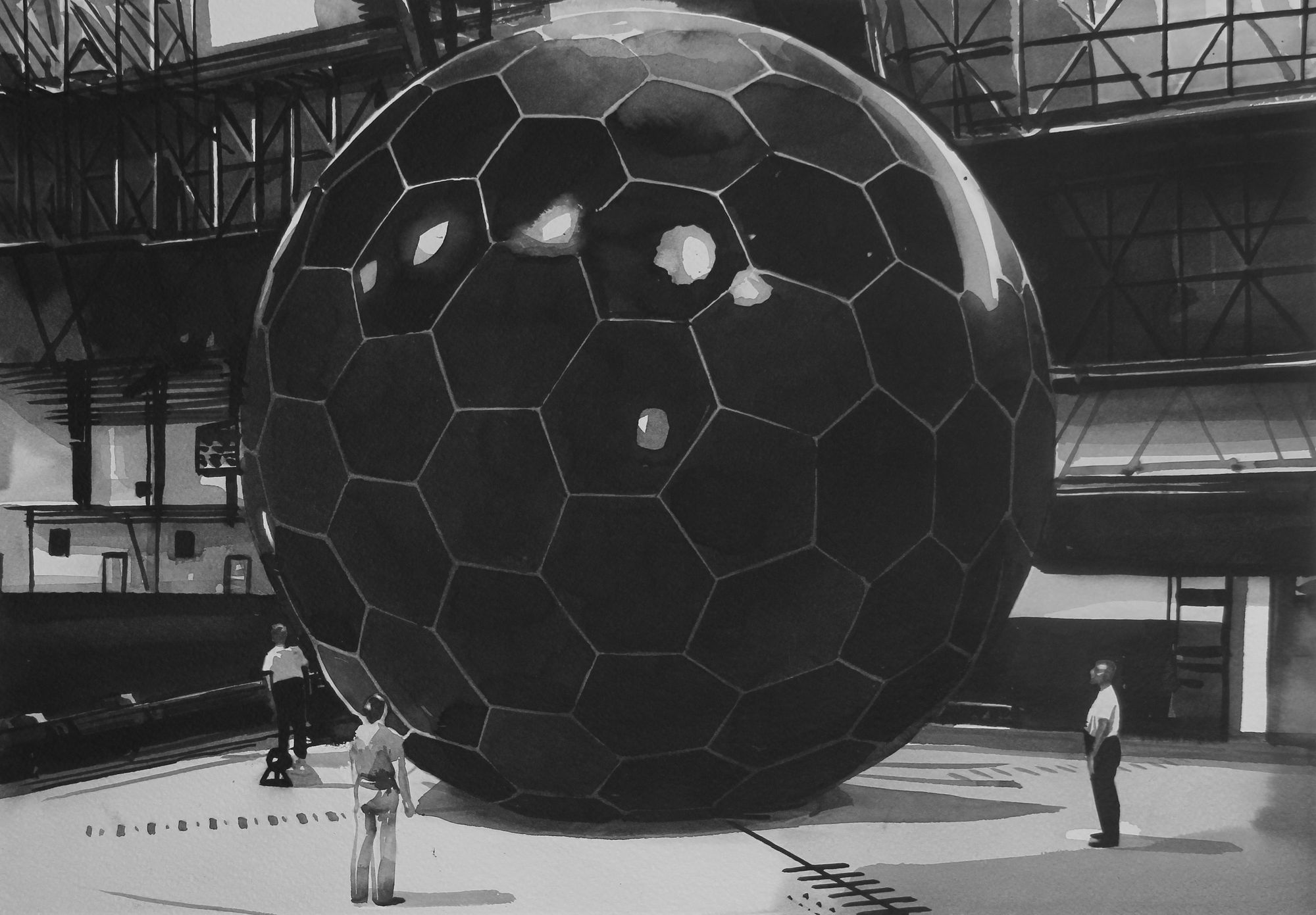 RADENKO MILAK - NASA SECRET SPACE PROGRAM #12, DARK MATTER SERIES - 2018 - WATERCOLOR ON PAPER - 35 X 50 CM