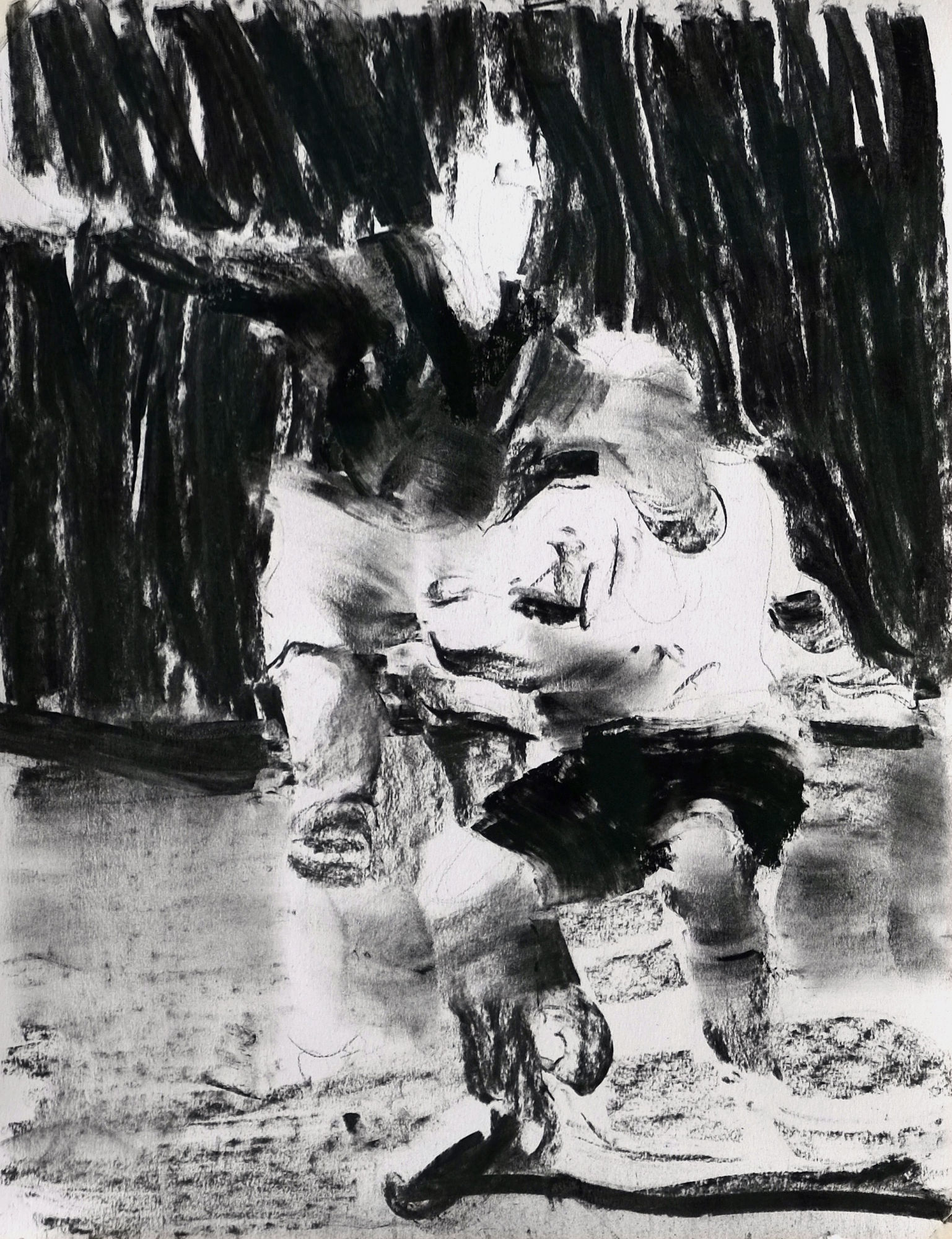 SEBASTIAN HOSU - "ACTION! ATTENTION!" SERIES - 2017 - CHARCOAL ON PAPER - 54 X 44 CM