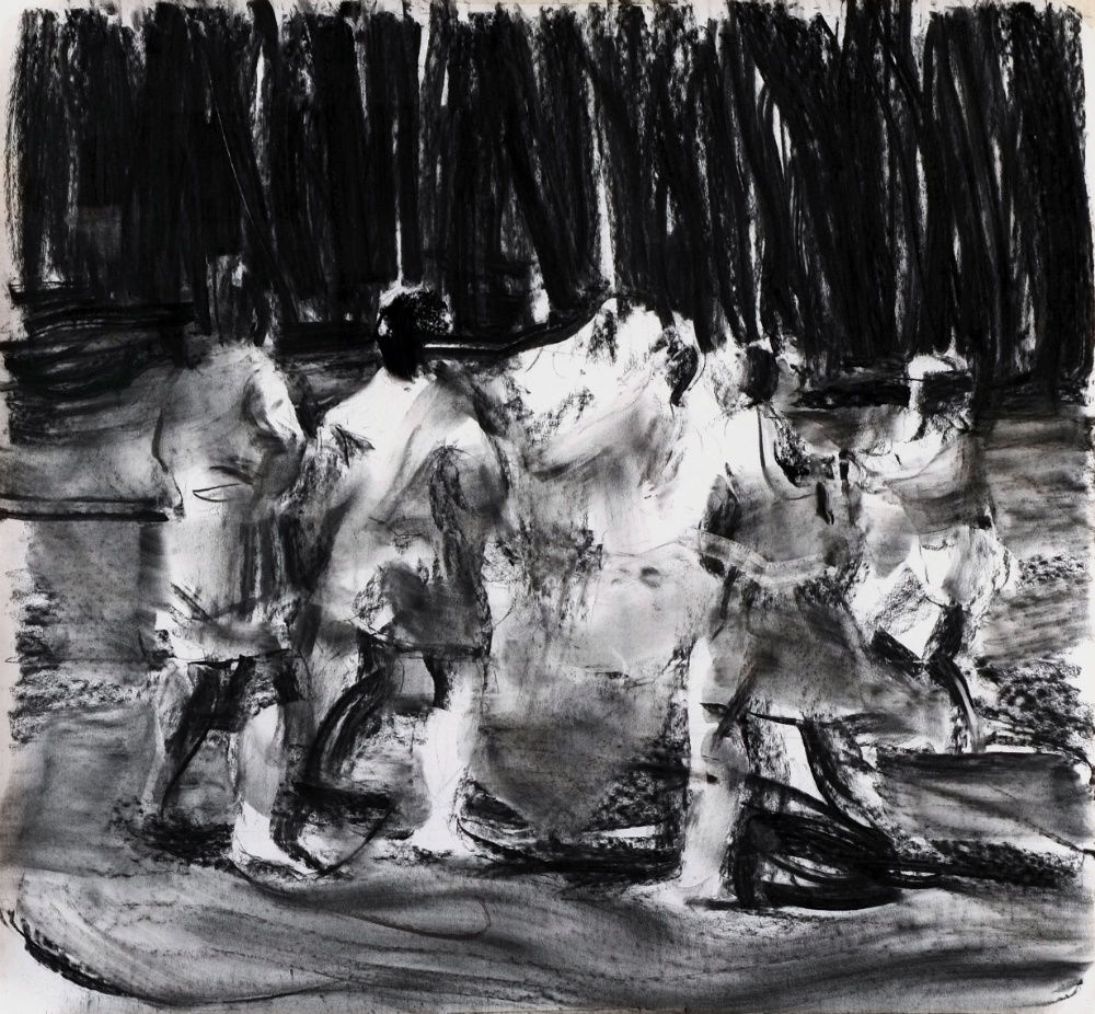 SEBASTIAN HOSU - "DAYLIGHT" SERIES - 2017 - CHARCOAL ON PAPER - 93 X 100 CM