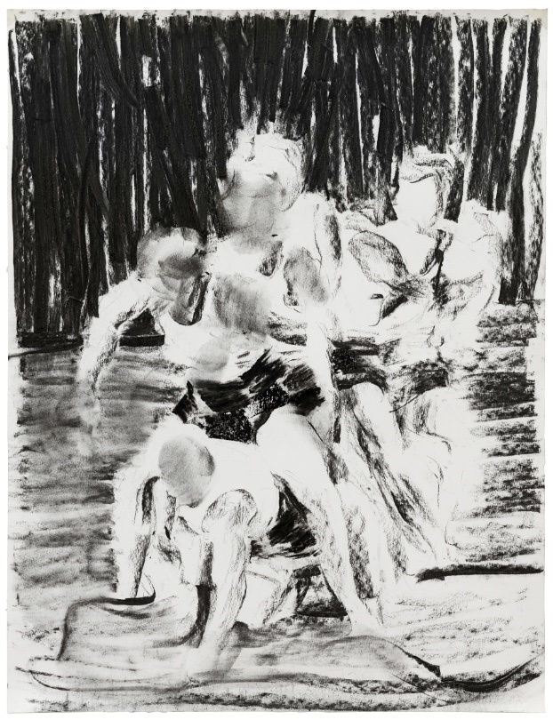 SEBASTIAN HOSU - LOVELY PEOPLE- 2017 - CHARCOAL ON PAPER - 70,5 X 55 CM