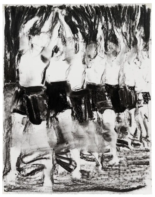 SEBASTIAN HOSU - SAME MOVEMENT - 2017 - CHARCOAL ON PAPER - 53 X 43 CM