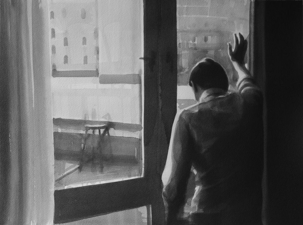 RADENKO MILAK - UNFINISHED STORY - 2013 - WATERCOLOR ON PAPER - 36 X 48 CM