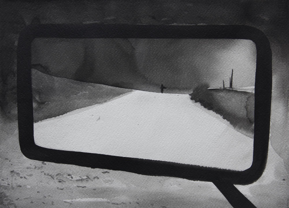 RADENKO MILAK - PAPER MOON (1973) - 2016 - WATERCOLOR ON PAPER - 26 X 36 CM