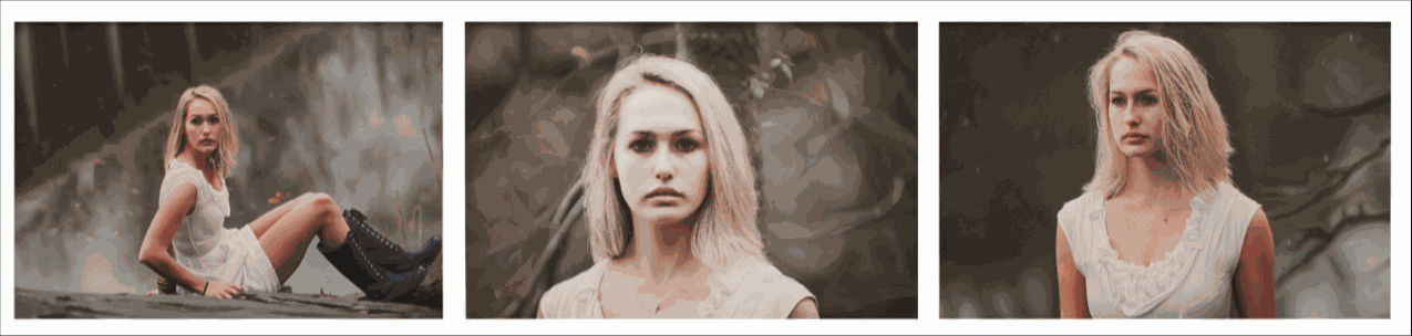 YIGAL OZERI - UNTITLED: CATHERINE (TRIPTYCH) - 2013 - OIL ON PAPER ON WOOD - 30,5 X 139,7 CM