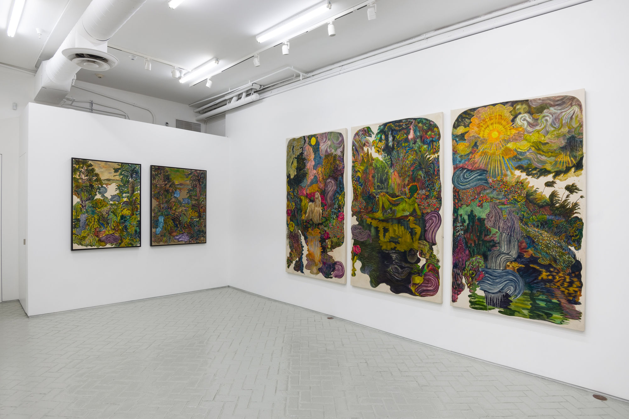 Installation view, Ken Gun Min: Silverlake Dog Park, Shulamit Nazarian, Los Angeles, May 21–June 25, 2022.