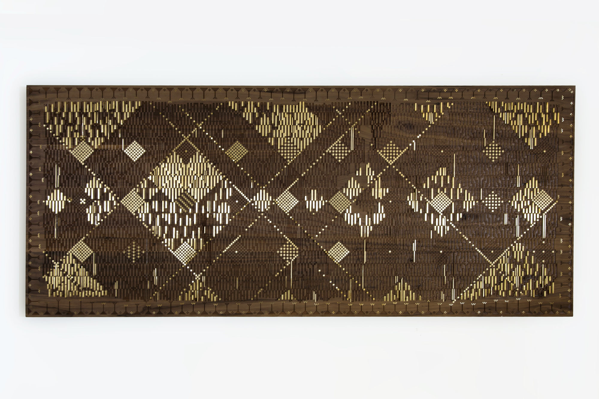 Bridal Cushion 2, 2018 Material: Solid walnut wood, solid brass and brass shavings W:205cm X L:88cm