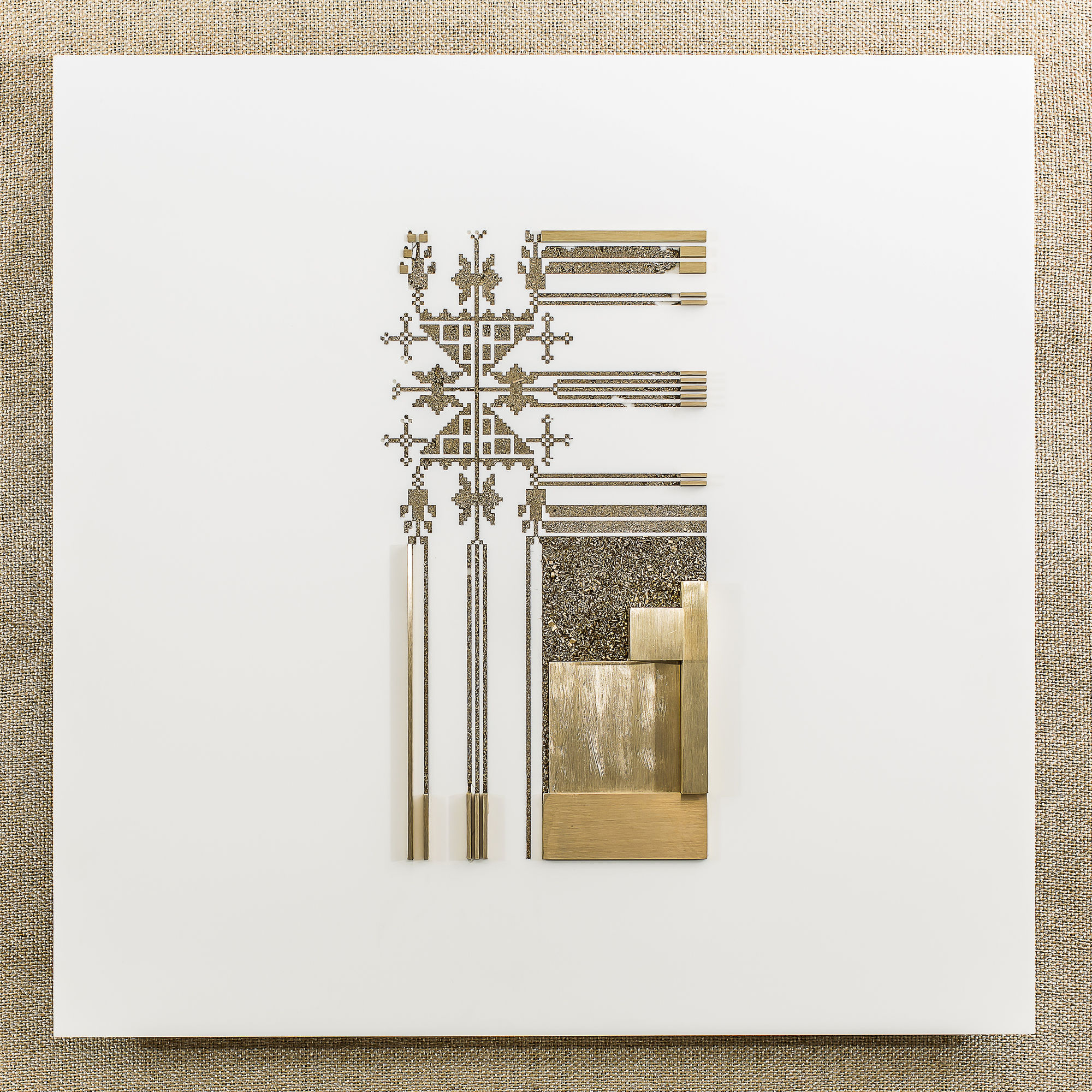 Amulets, 2015 Industrial marble with brass 75cm x 75cm