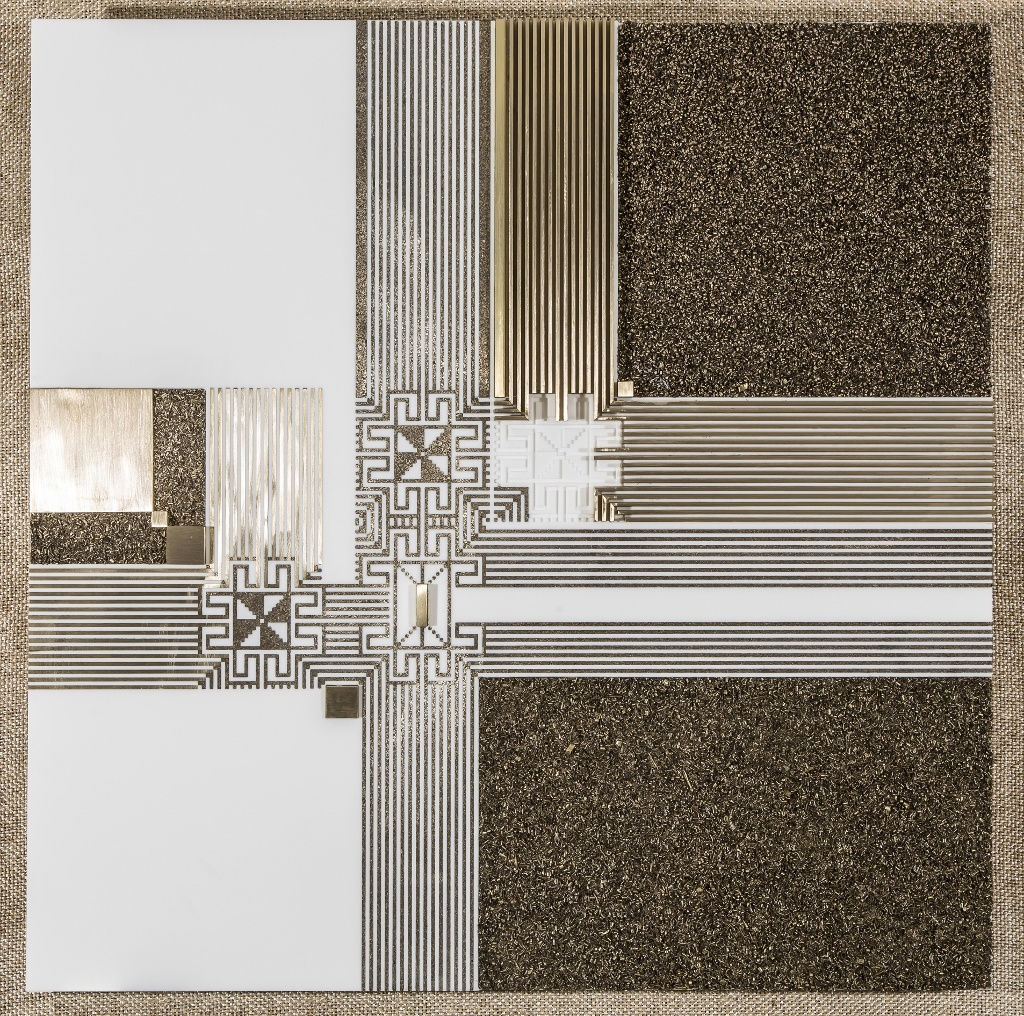 Pasha Tents 2, 2015 Industrial marble with brass 75cm x 75cm