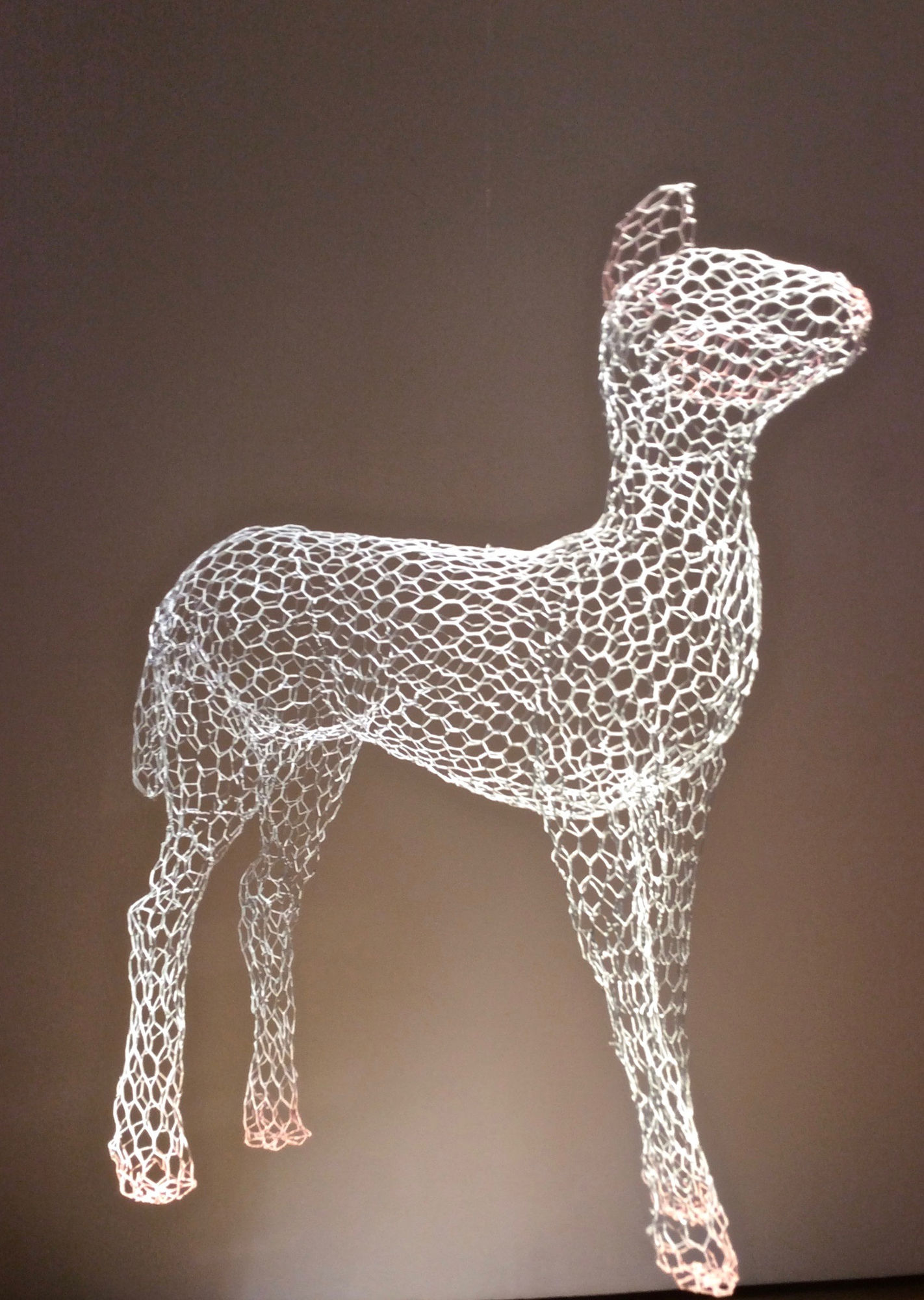 Lamb, 2017 Hand-formed sculpture in wire, painted finish in white with pink nose, ears, and hooves