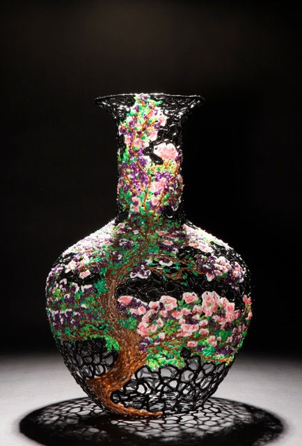 'Blossom' Vase By Sebastiaan Straatsma Unique piece from the Dustcollector Series Woven epoxy strands Signed and dated 'Dustcollector Sebastiaan 2011'