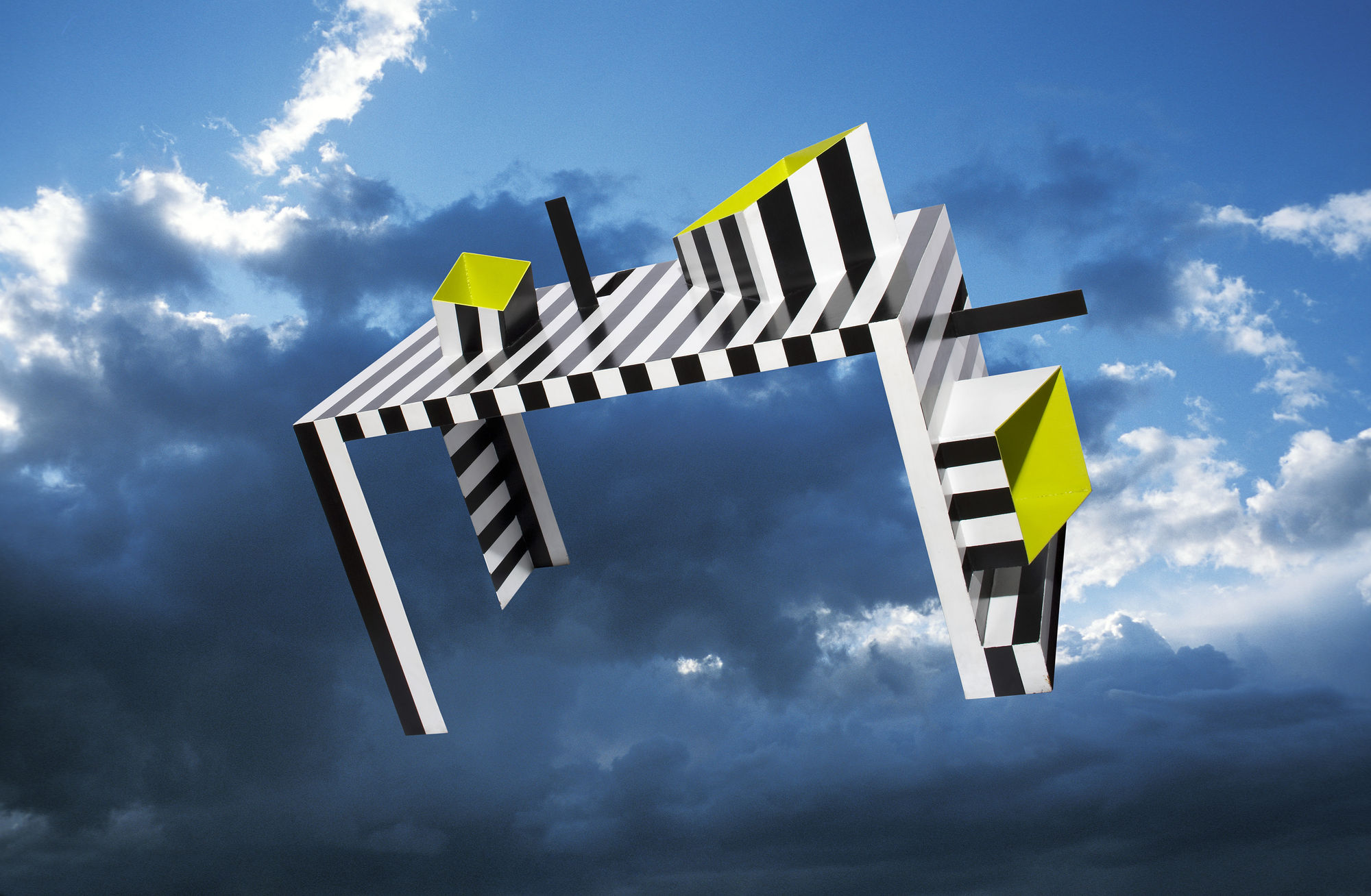 'Acid Bauhaus' Desk, 1989 by alessandro Guerriero for Studio Alchimia Painted and cut steel