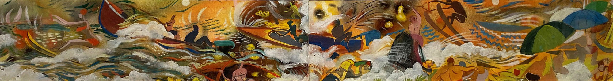 Paul Travis, Untitled Scene with Boaters & Water Skiers, 1940s-50s