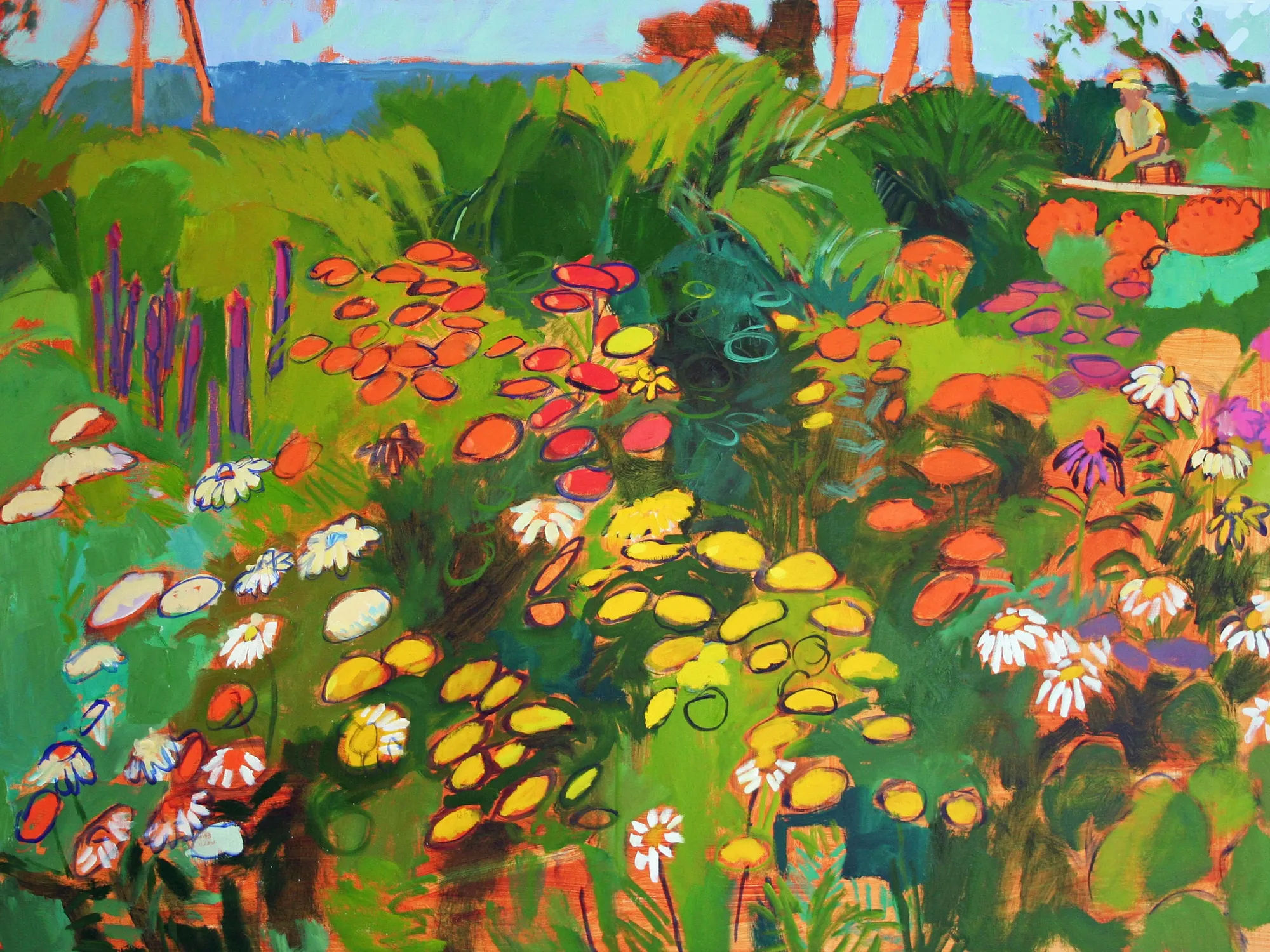 Mary Deutschman, 1031 Artist Garden of Flowers with Gardener, 2016