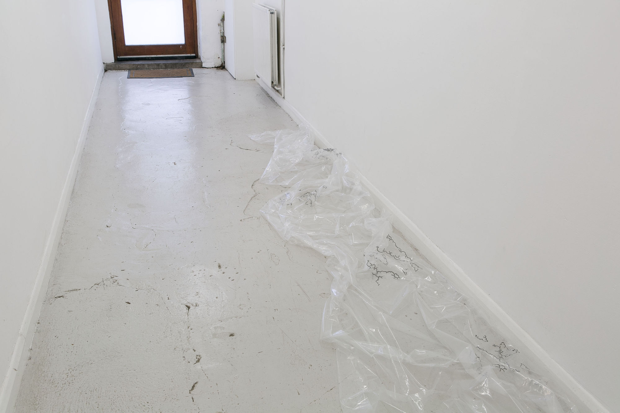 Andrew Gillespie Untitled (excess), 2015 Silkscreen on polythene 430 x 110 cm