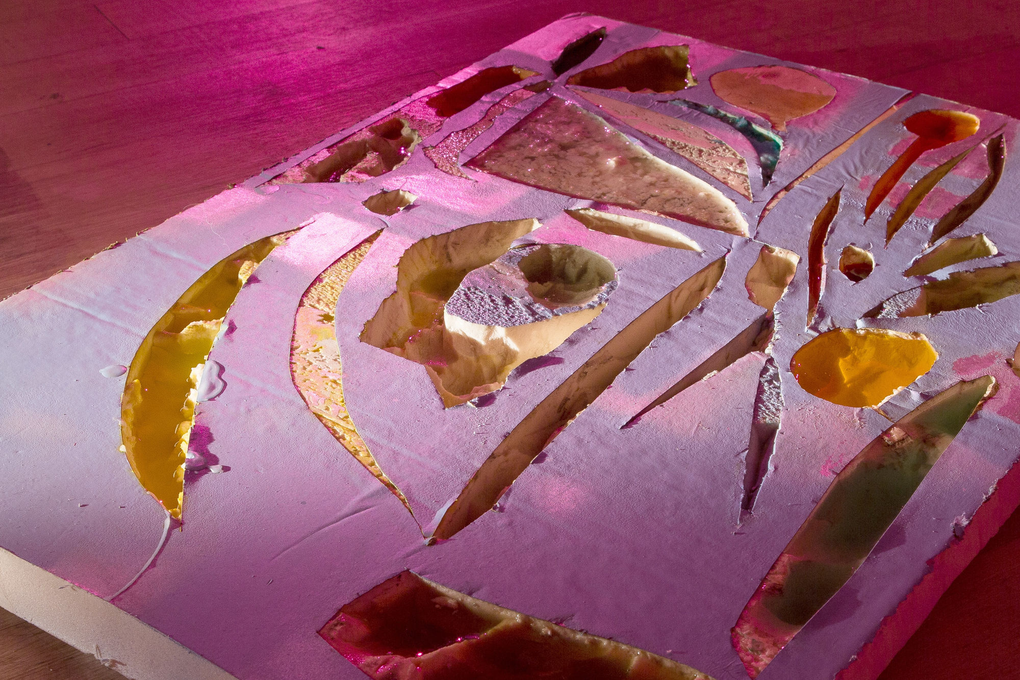 Samara Scott Autumn flats, 2014 Insulation foam, water, food colouring