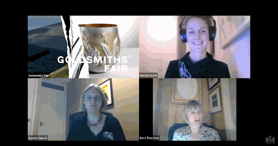 architectural brooch by artist jeweller ute decker worn by goldsmiths' fair director during goldsmiths' fair talk on brooches from the goldsmiths' company collection