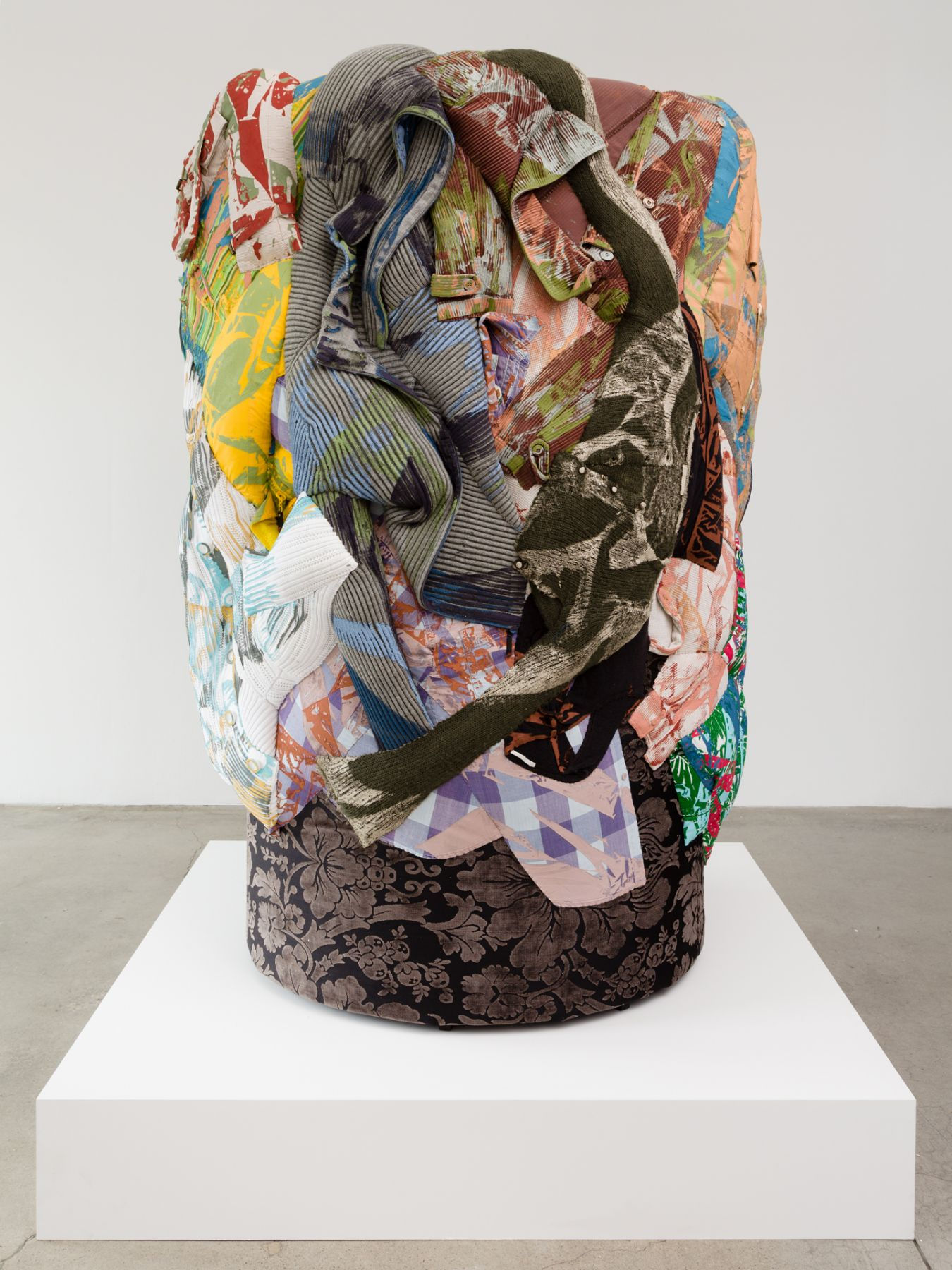 Slow Turn 2015 Silkscreen on clothing, foam, steel support 62 x 42 x 42 inches (157.5 x 106.7 x 106.7 cm) AH 150