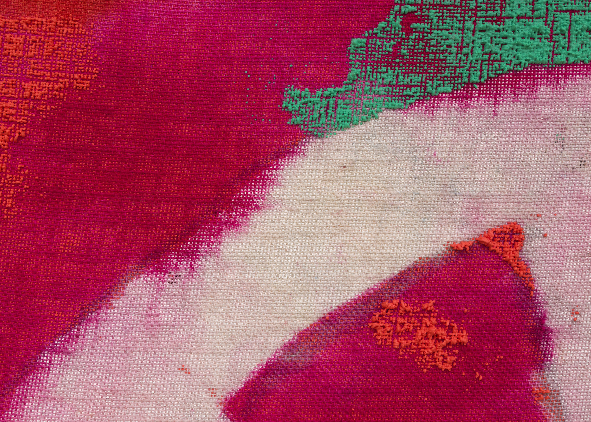 Yonderly [detail], 2022 Acrylic, dye and burlap 36 x 42 in 91.4 x 106.7 cm