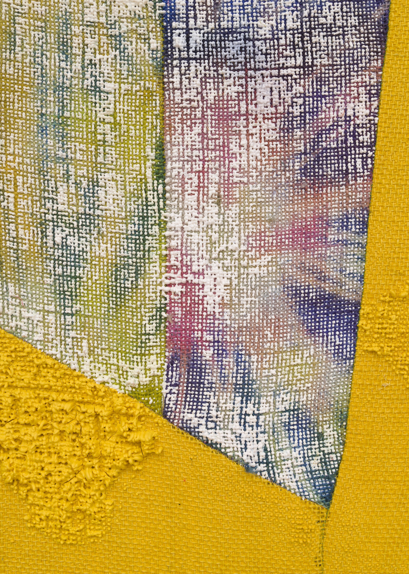 Electric Blue Guillotine [detail], 2022 Acrylic, dye and burlap 60 x 48 in 152.4 x 121.9 cm