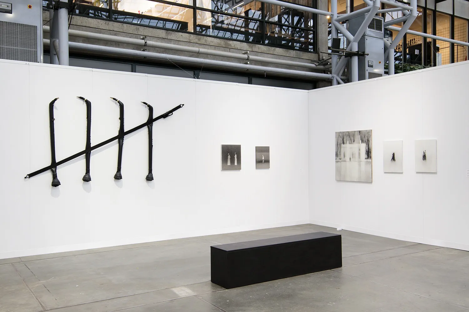 Code ARt, 2018 Installation shot from the booth of Galerija VARTAI at Code Art with works by Janis Avotins and Vytautas Viržbickas.