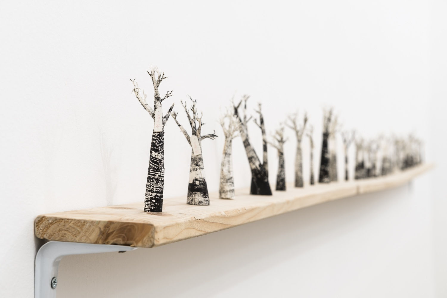 Rain Come Down! - Domesticated environment! the Hungarian attitudes, Kata Tranker, EinMonat 26 paper objects, 2012, wooden structure, paper, ink, 300x122x10, ph. Sebastiano Luciano