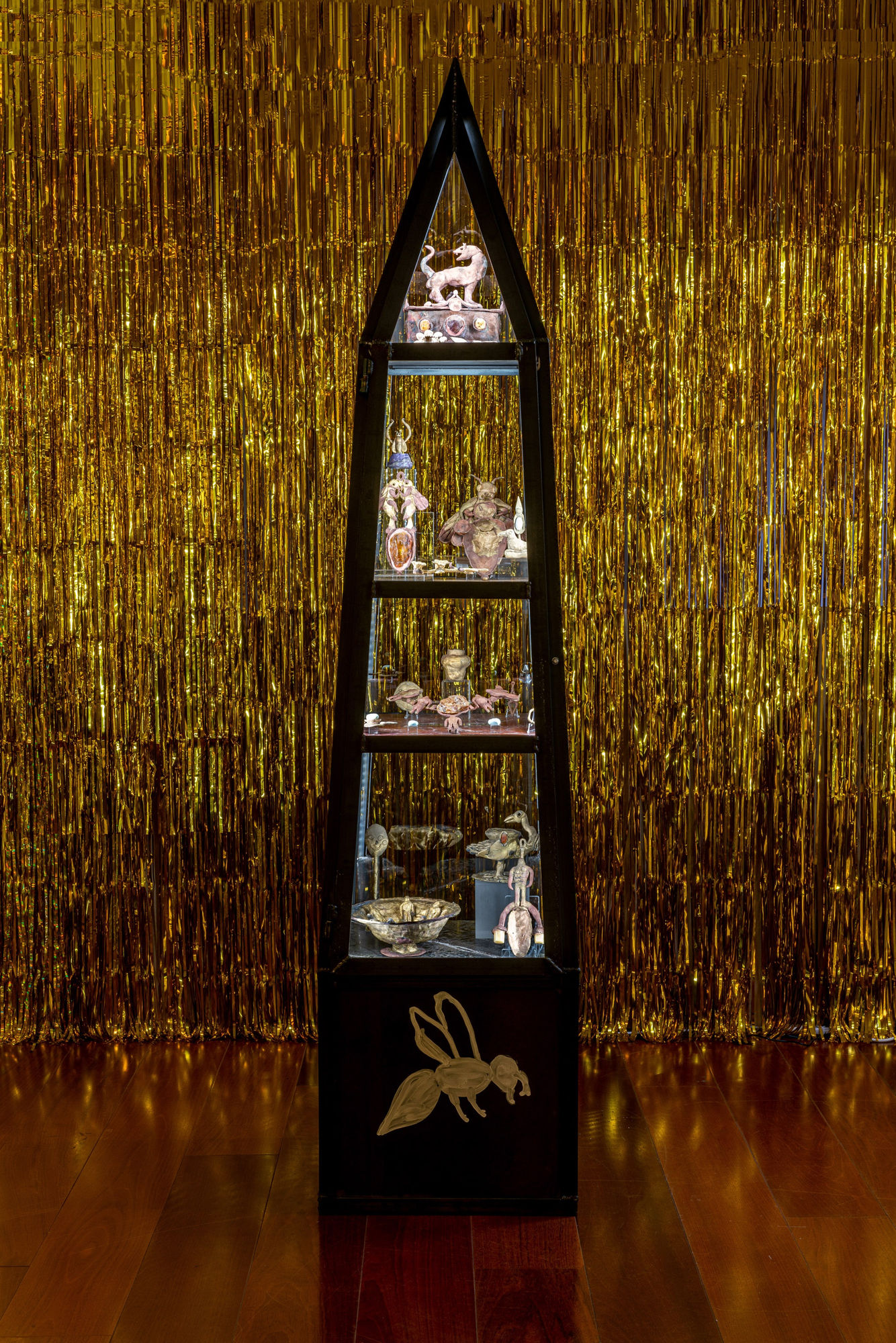 Evgeny Antufiev Obelisk #2 (vitrine), 2021 Installation with mixed media objects Courtesy the artist & z2o Sara Zanin Photocredits Ela Bialkowska, OKNOstudio