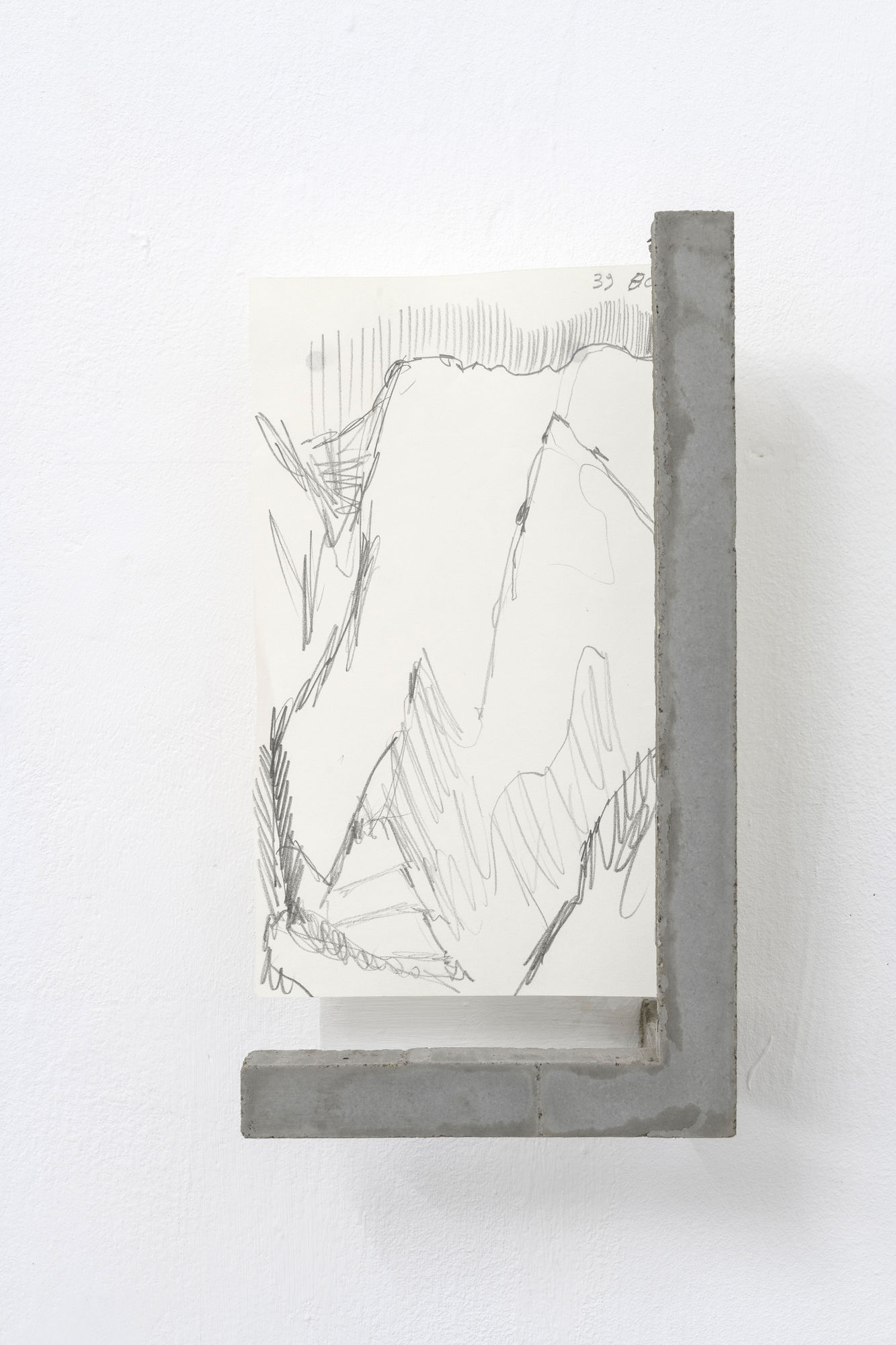 Disegno 39 80 (237), 2018 paper, reinforced concrete, graphite, steel, color, 24 x 13 x 8,7 cm