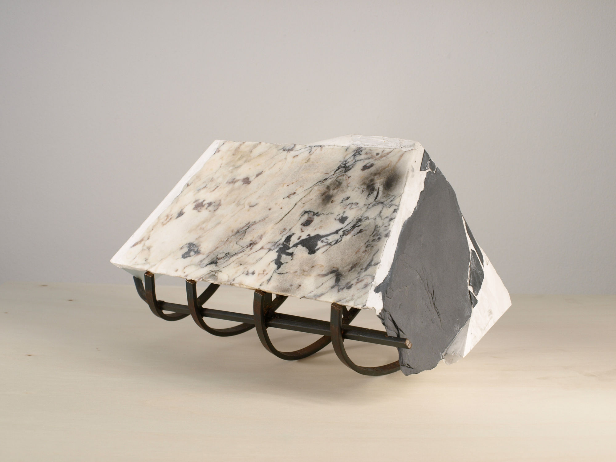 Fabrizio Prevedello, Untitled (30), 2009, marble, steel, plaster, slate, glass, paint, wood, cm 27 x 31 x 50