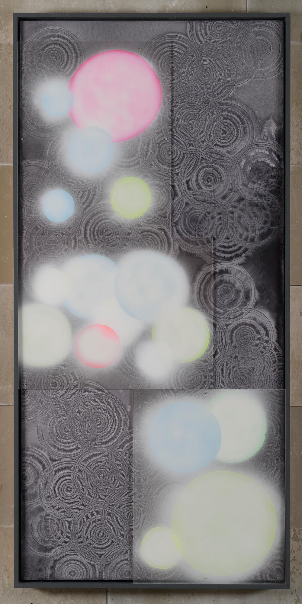 Alfredo Pirri Senza Titolo, 2021-2022 watercolor on Arches paper mounted on dibond, frame in painted Okumè wood, acrylic and protective paint on plexiglas cm 244 x 117 x 7