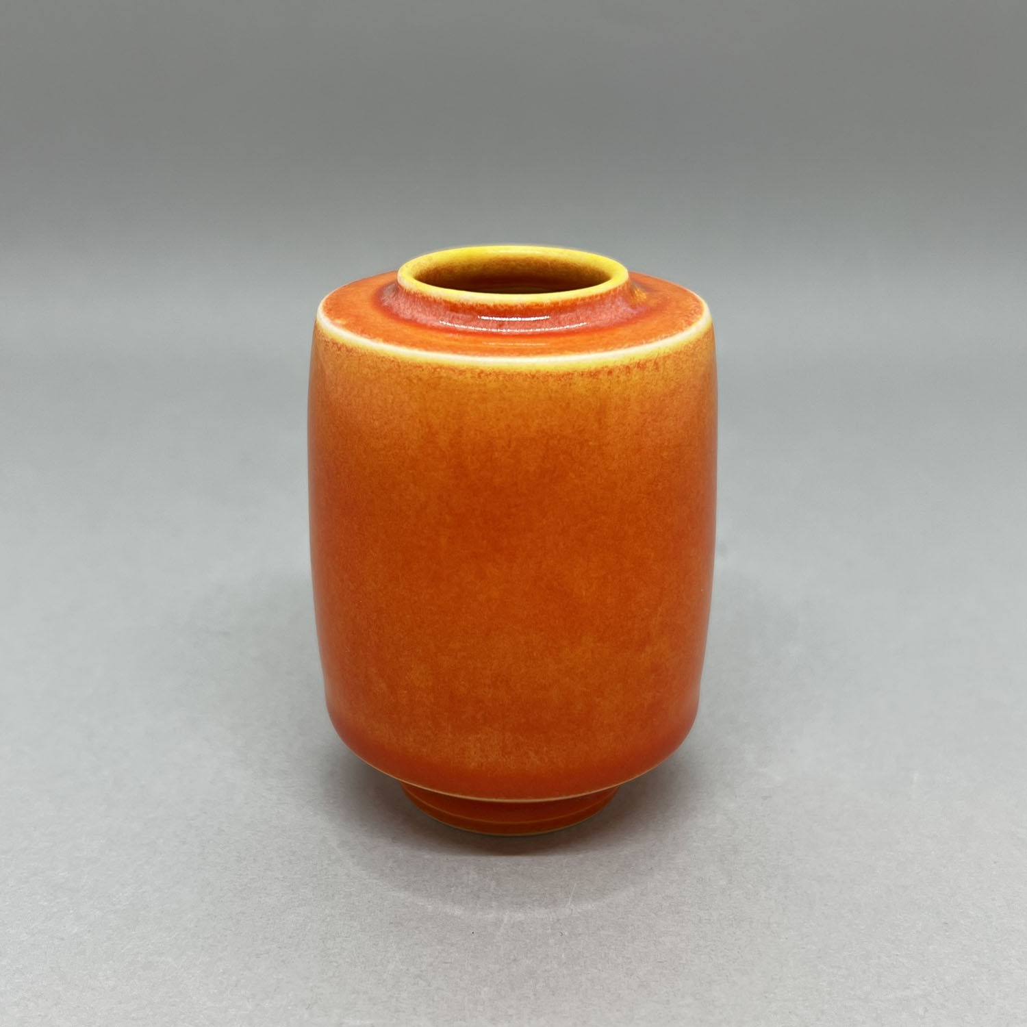 Yuta Segawa miniature vase in an urn shape with a bright orange glaze
