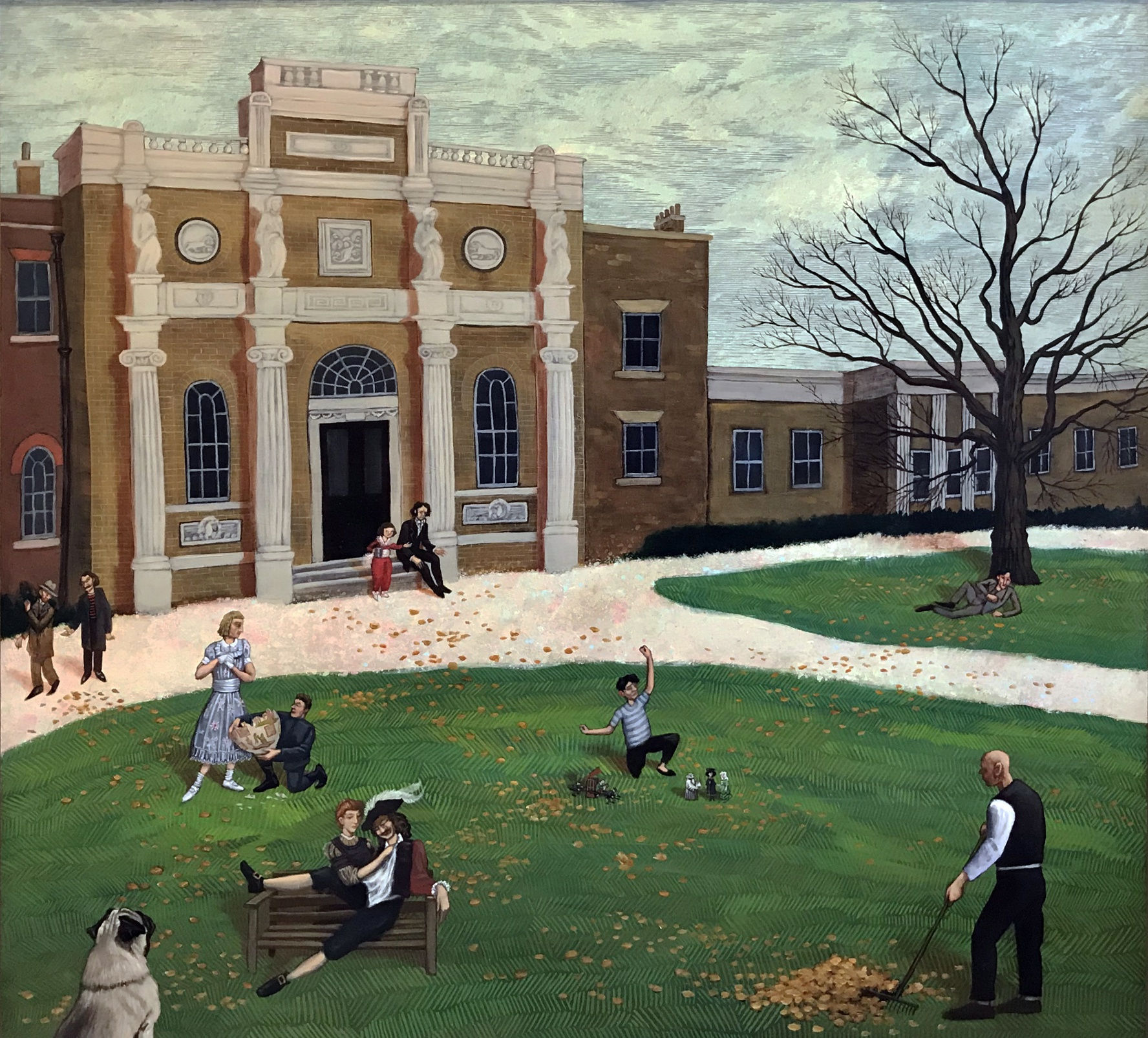 Mychael Barratt Oil on Panel painting, a tribute to William Hogarth's 8 paintings from his series 'The Rake's Progress'.