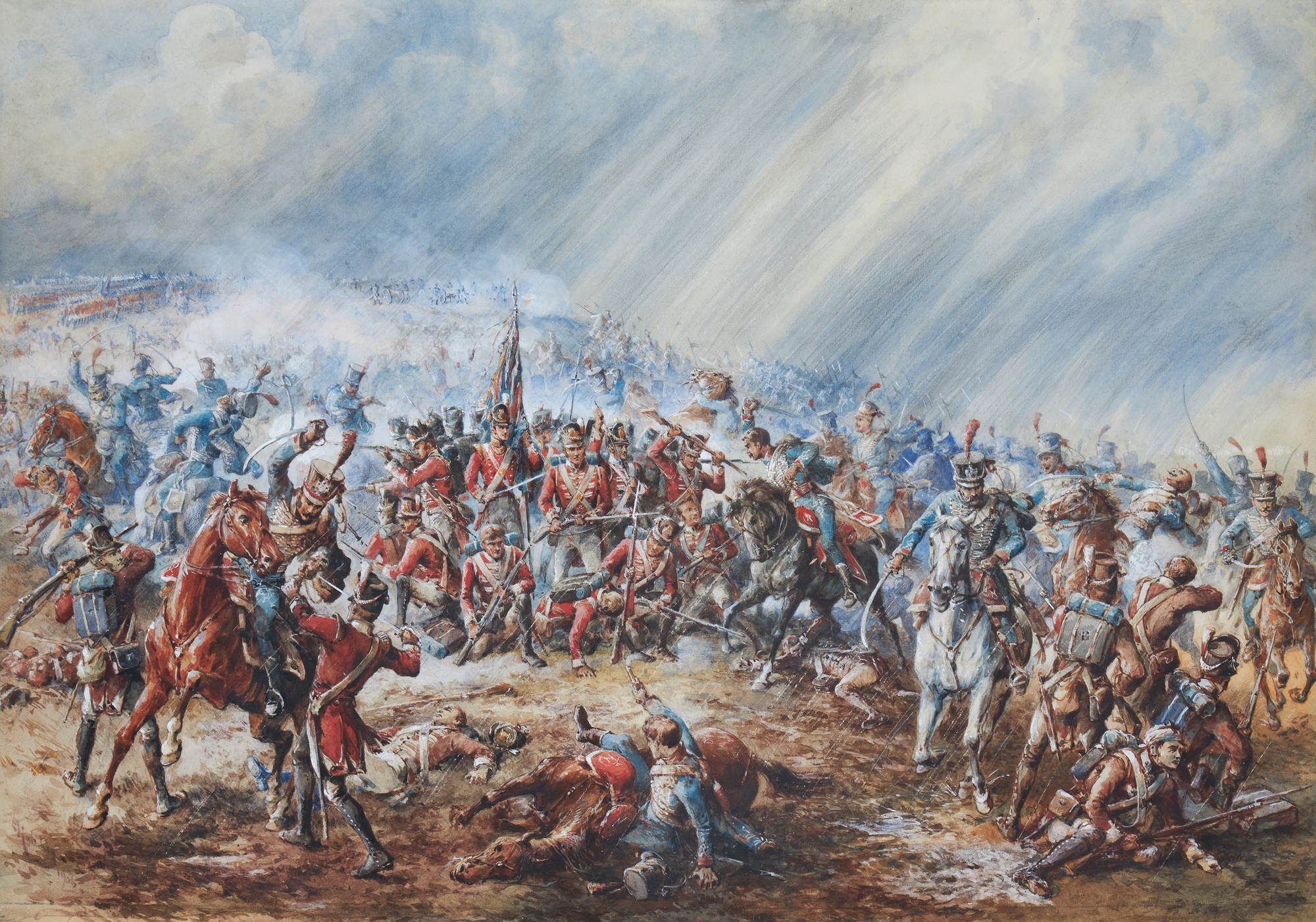 Edward George Hobley (1866-1916), Assault by the French cavalry at the Battle of Waterloo, 18 June 1815