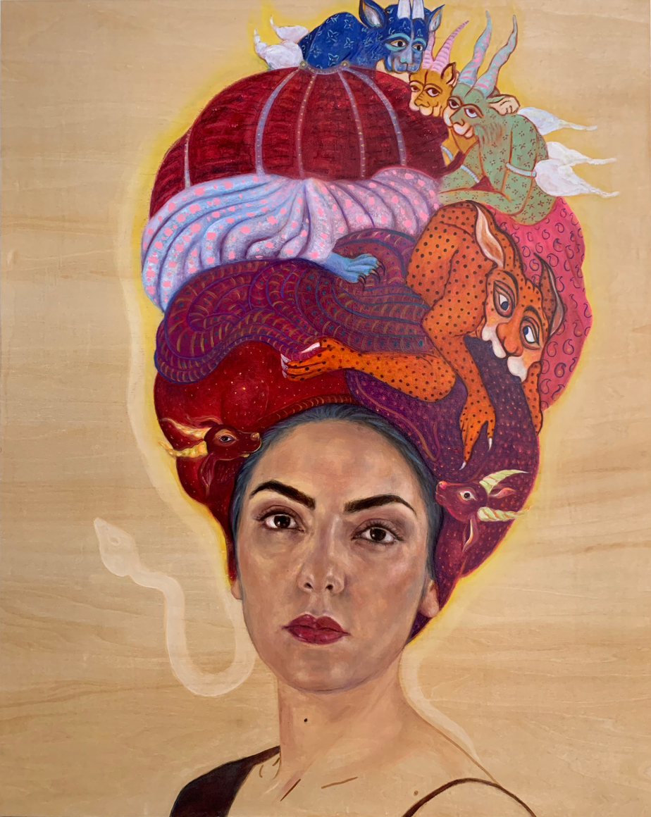 Crowded Crown,&nbsp;2020, Oil on wood panel