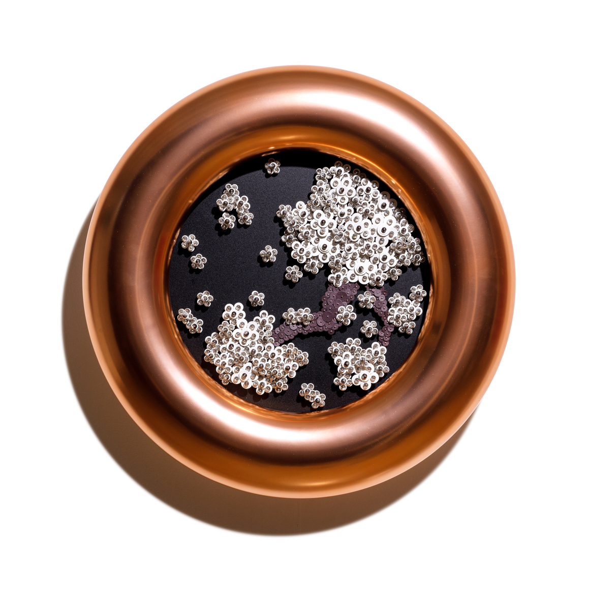 Nothing forever_B1, 2021, Paper buttons, crystals, beads, Plexiglass, LED lights&nbsp;