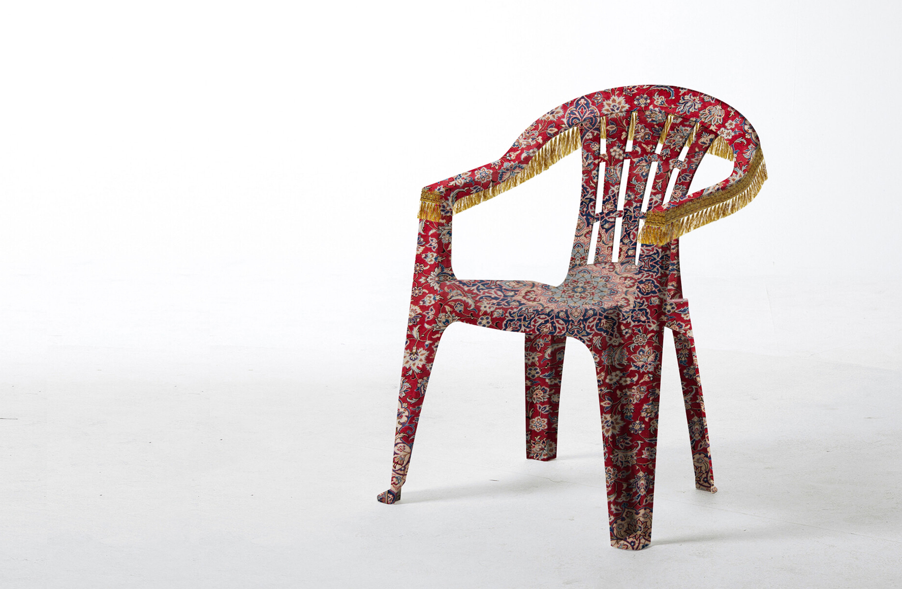 Grandpa&rsquo;s Monobloc, 2023, Plastic Chair, Persian Rug