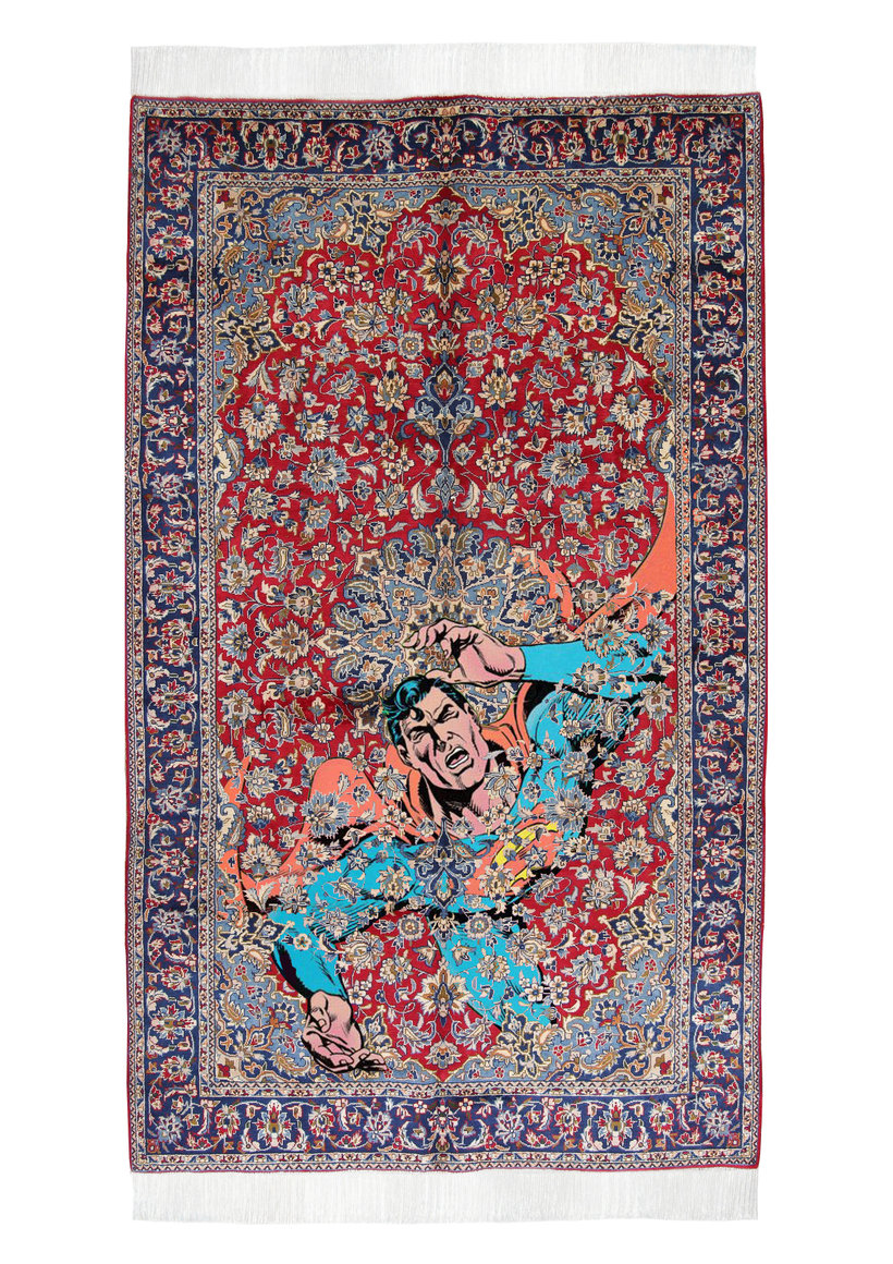 I fought the Internet &amp;amp; the Internet Won I, 2019&nbsp;, Silkscreen on Persian carpet