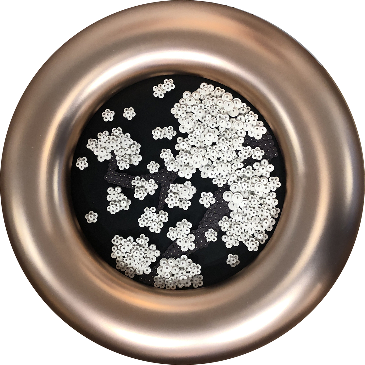 Nothing forever_B5, 2021, Paper buttons, crystals, beads, Plexiglass on LED lights&nbsp;