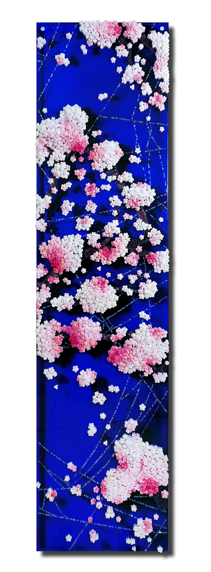 Becoming Again_AA2, 2023, Paper buttons, beads, pins on DIASEC