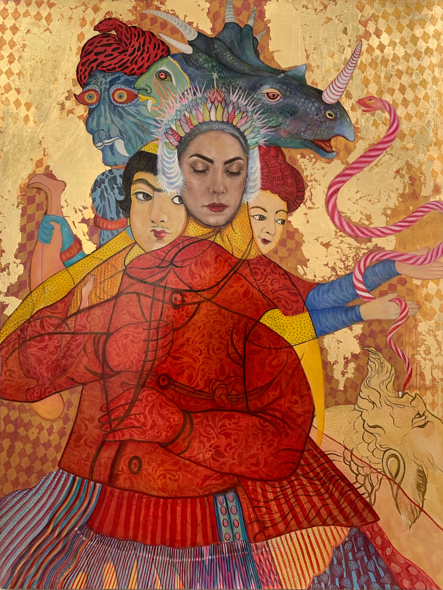 Golden Age,&nbsp;2020, Oil and gold leaf on wood panel