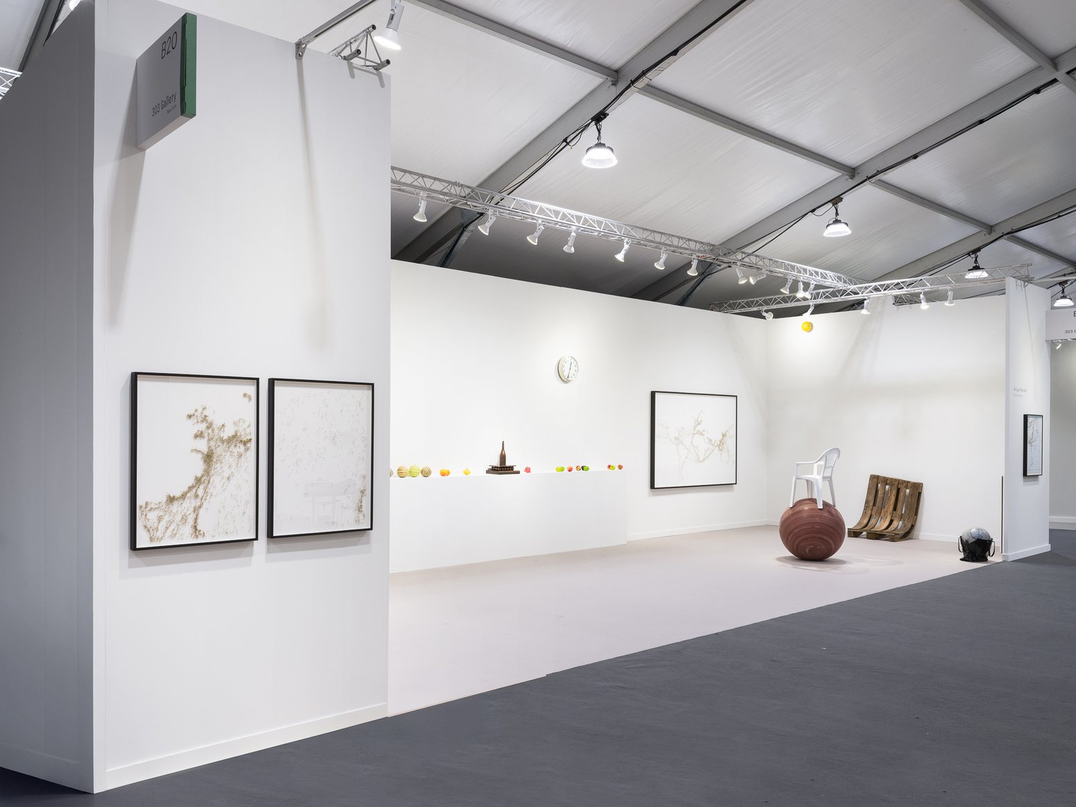 Installation view: Alicja Kwade,&nbsp;Fruit of Labor, Frieze Los Angeles, 2026, 303 Gallery, Booth B20. Photo: Ed Mumford
