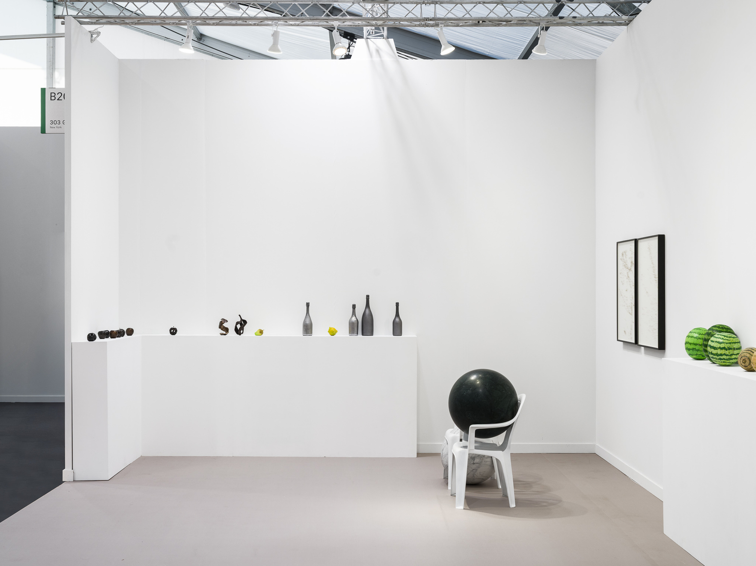 Installation view: Alicja Kwade,&nbsp;Fruit of Labor, Frieze Los Angeles, 2026, 303 Gallery, Booth B20. Photo: Ed Mumford