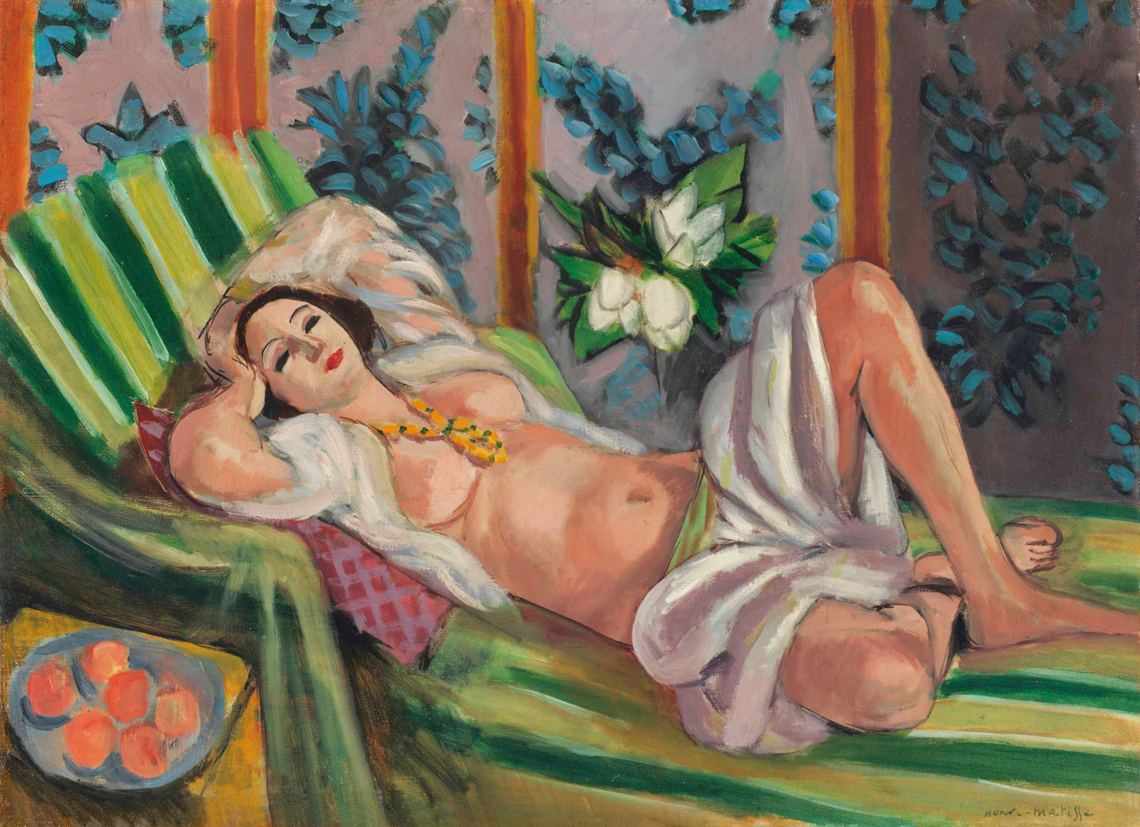HENRI MATISSE  Odalisque couch&eacute;e aux magnolias [Odalisque with Magnolias], 1923