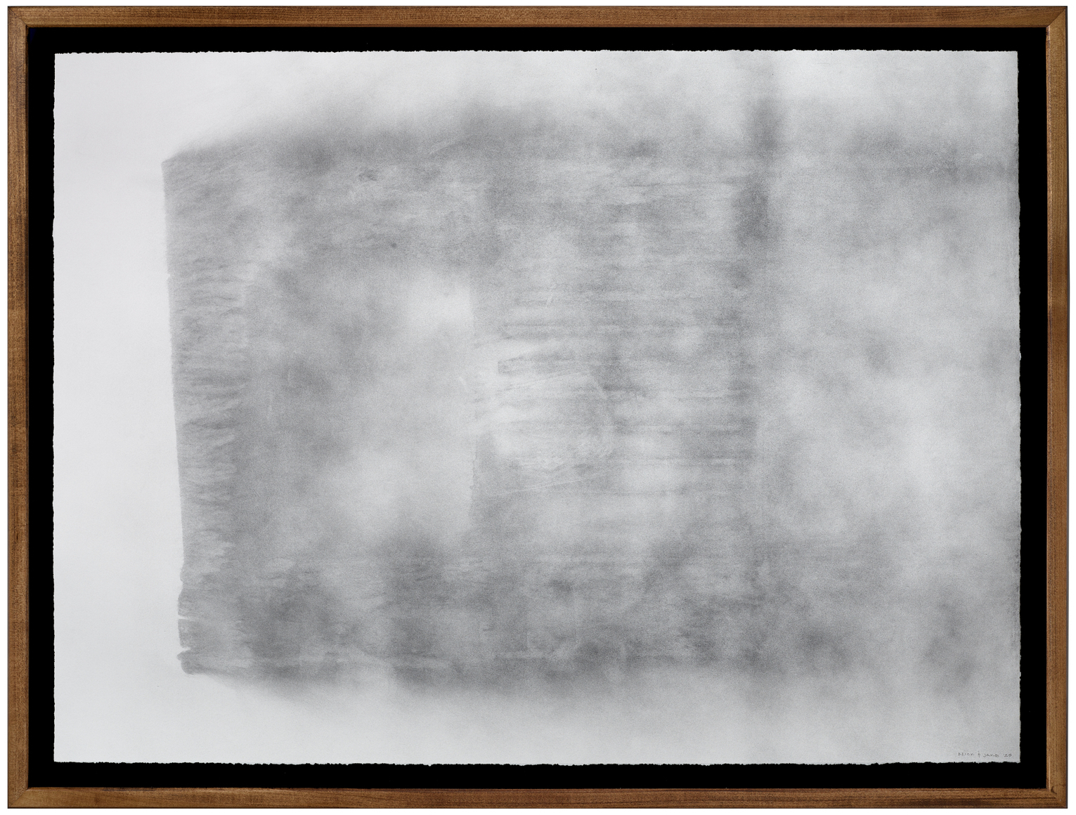 Nick Vaughan &amp; Jake Margolin Black Cat 2, 2025 charcoal powder and wind on paper 33 x 45 inches